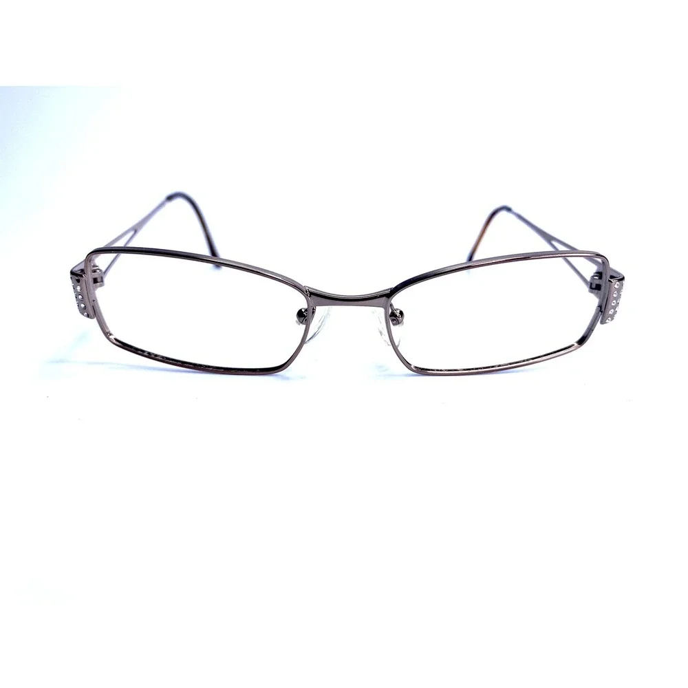 Versace Rectangular Oval Eyeglasses Crystal Silver Temples MOD 1117-B 51 17 135